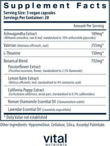 Suplemento de Estrés Vital Nutrients Tension Ease 60 Cápsulas