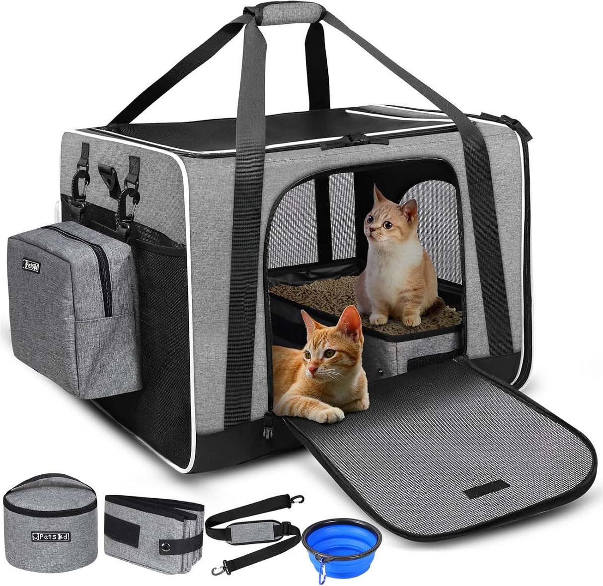 Transportín grande para mascotas Petskd, 24x17x17, 2 gatos