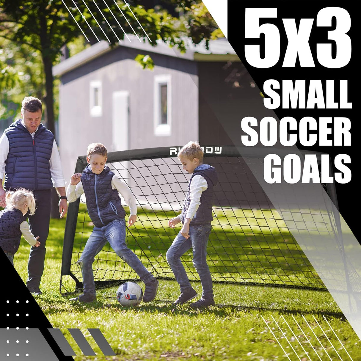 RUNBOW Portería de fútbol portátil para niños de 5x3 pies