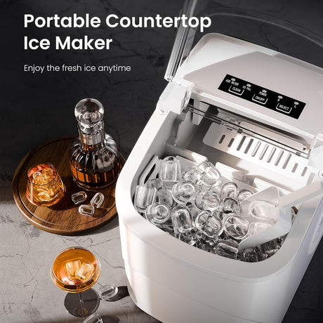 Máquina de Hielo Portátil AGLUCKY, 26.5Lbs/24H, 2 Tamaños