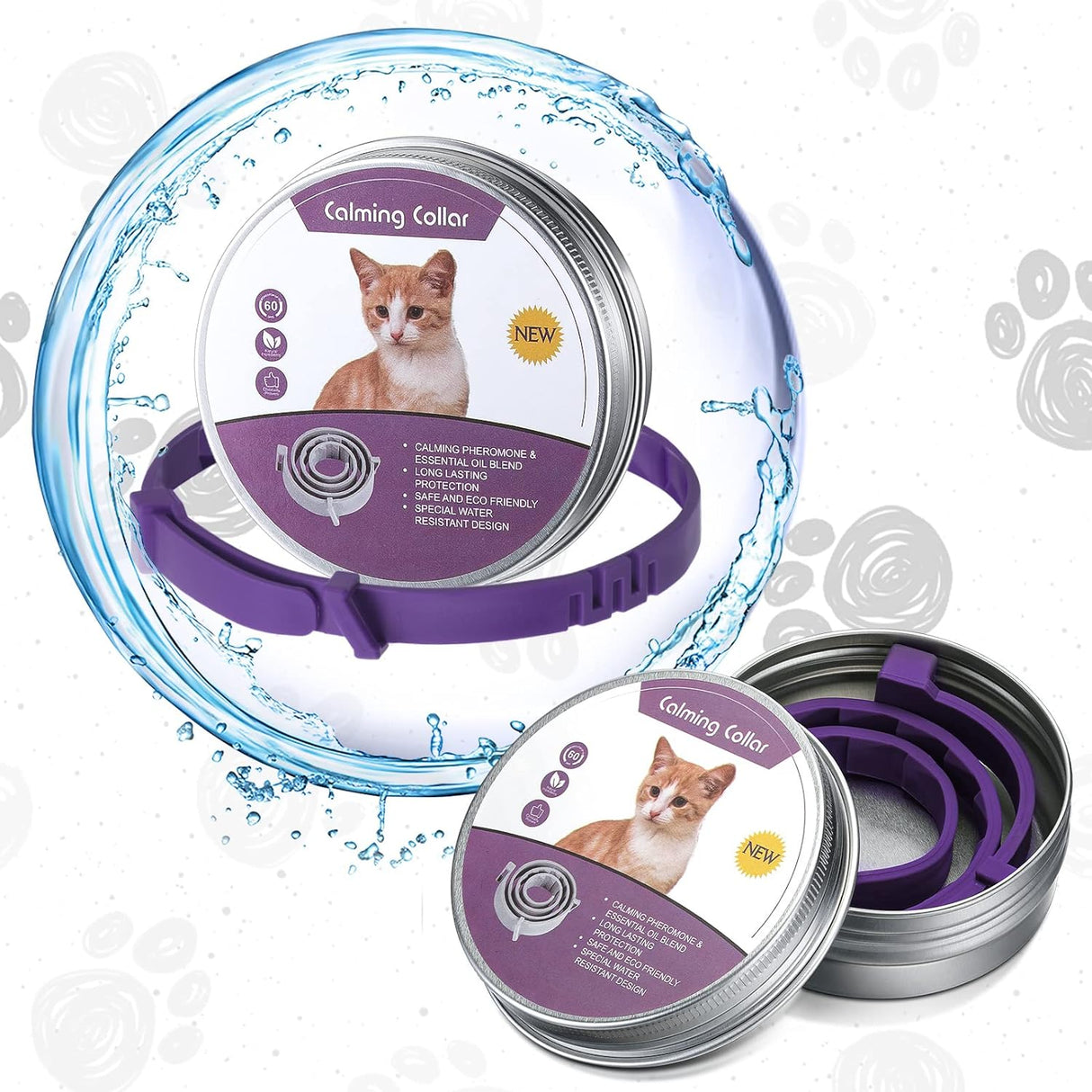 Collar calmante ajustable para gatos Qualirey 3 unidades