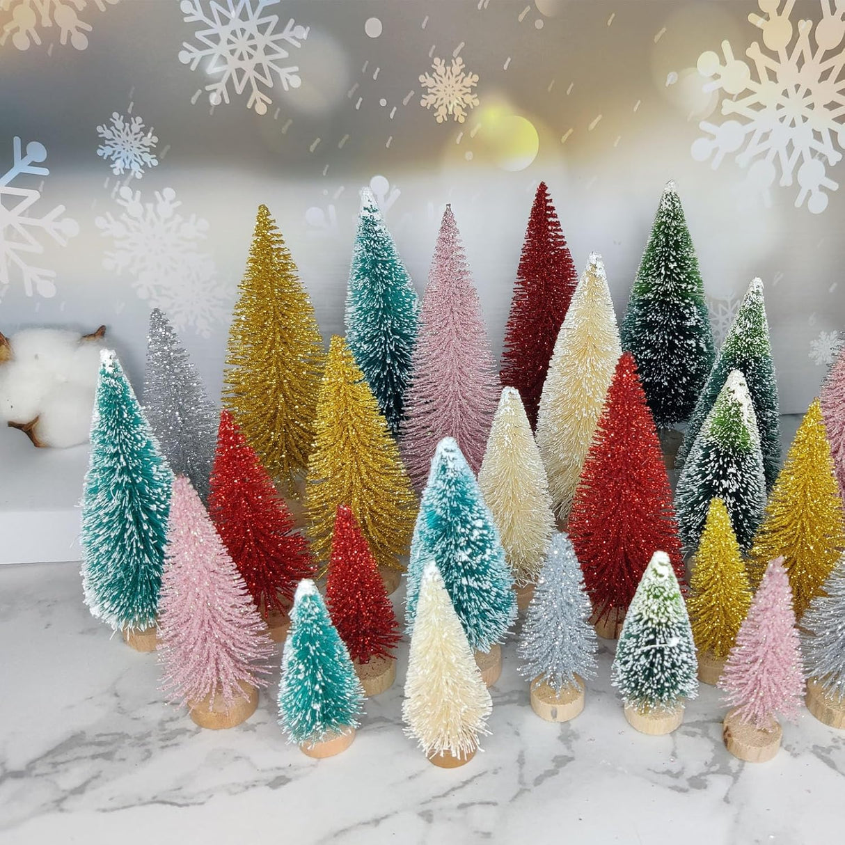 8 Pcs Árboles de Navidad Artificiales, Mini Pino, Mesa, Sisal