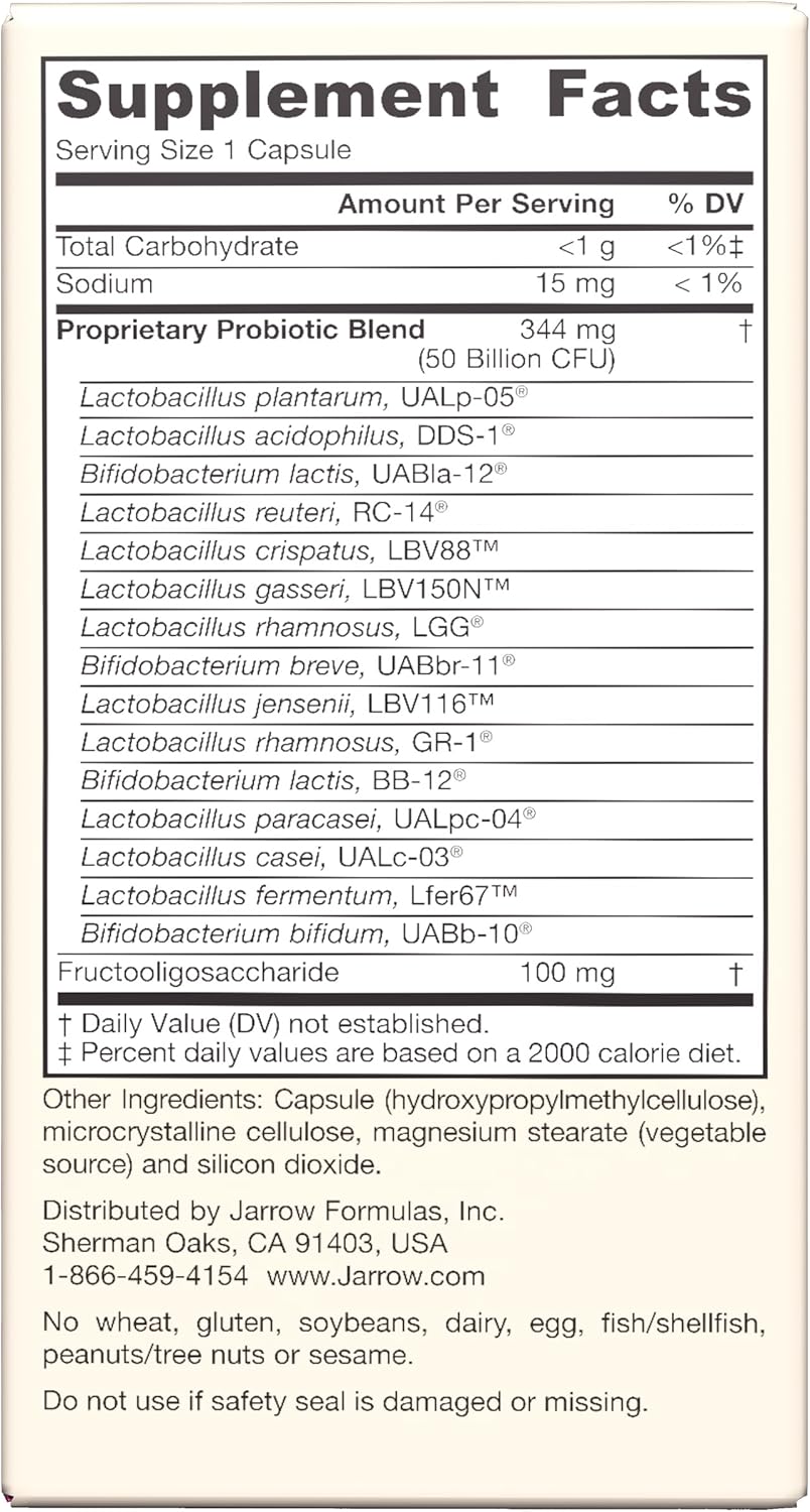 Jarrow Fem-Dophilus Probiótico Vaginal y Digestivo 50B CFU