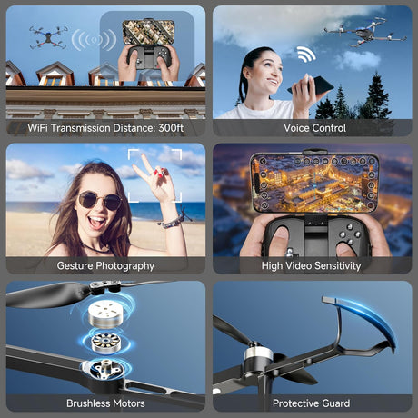 Drone con Cámara 4K, Brushless, FPV, WiFi, Voz, Regalos