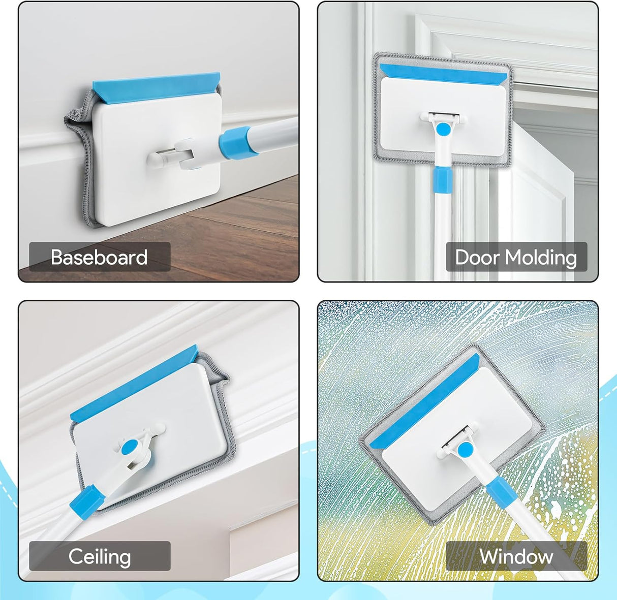 Herramienta limpiadora de pared con mango extensible