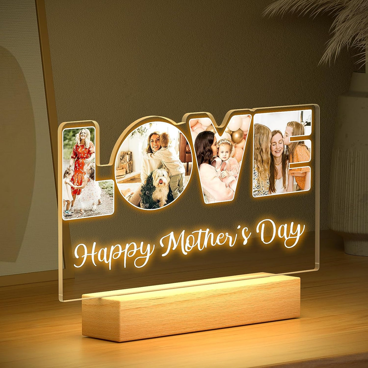 marcos de fotos personalizados con luz nocturna