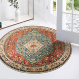Alfombra redonda tribal bohemia de 3 pies, Rojo Lahome