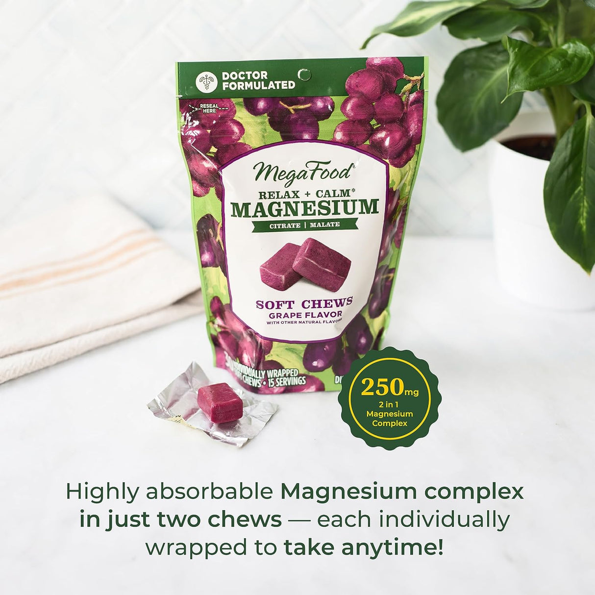 Suplemento MegaFood Relax + Calm - Masticables de magnesio