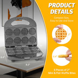 Mini Waffle Maker, Ideal para Snacks y Desayunos, Modelo XW-8