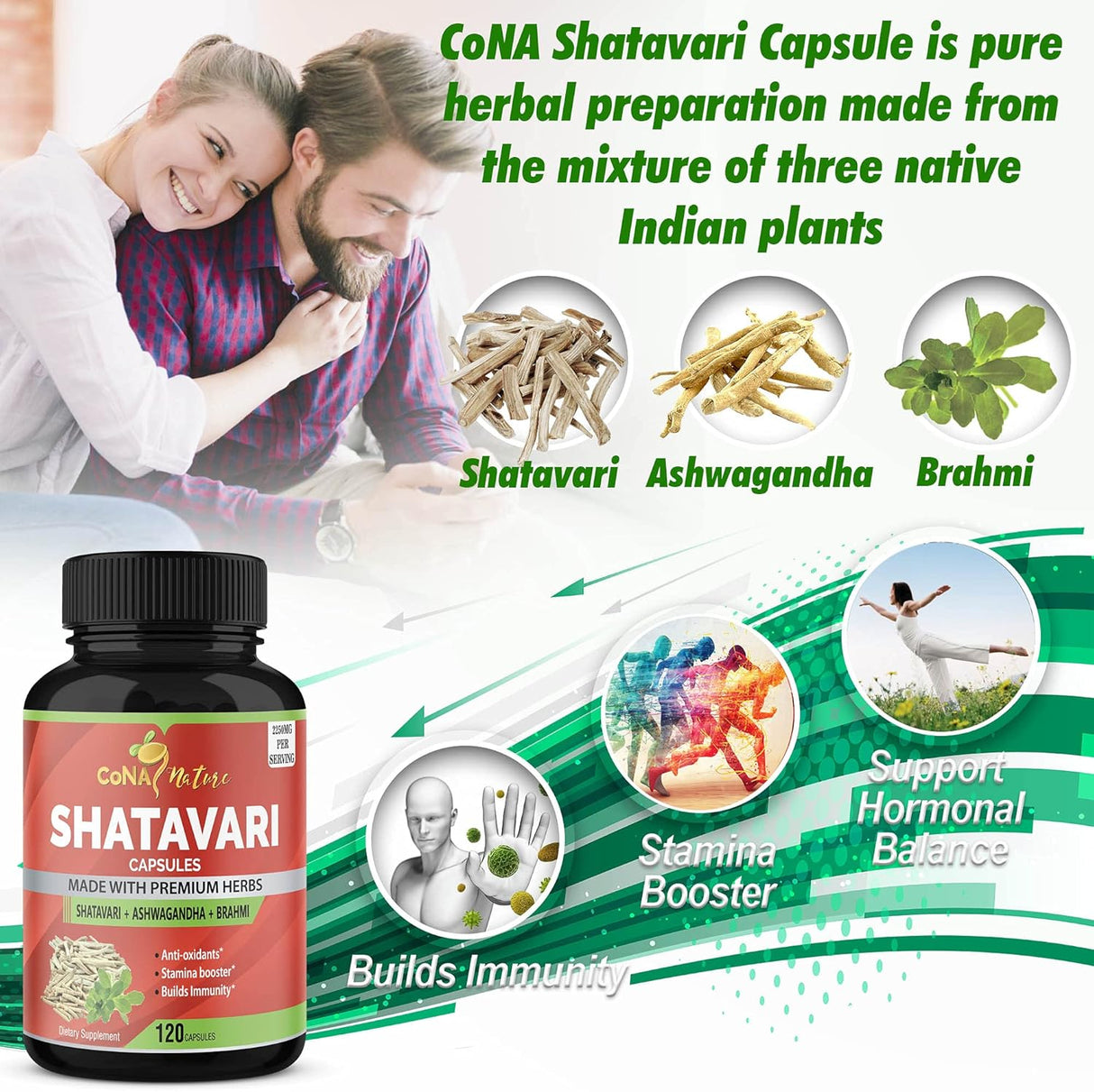 Cápsulas Orgánicas de Shatavari y Ashwagandha - 120 Unidades