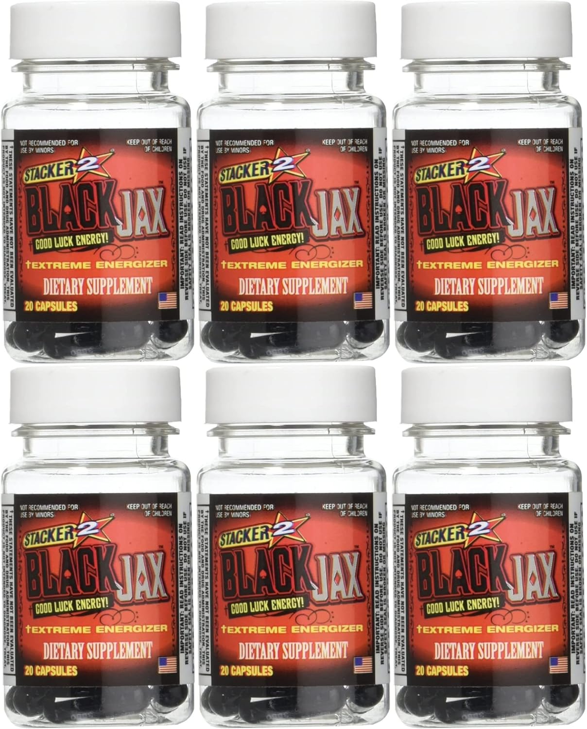Suplemento energético Black Jax, 120 cápsulas, lote de 6