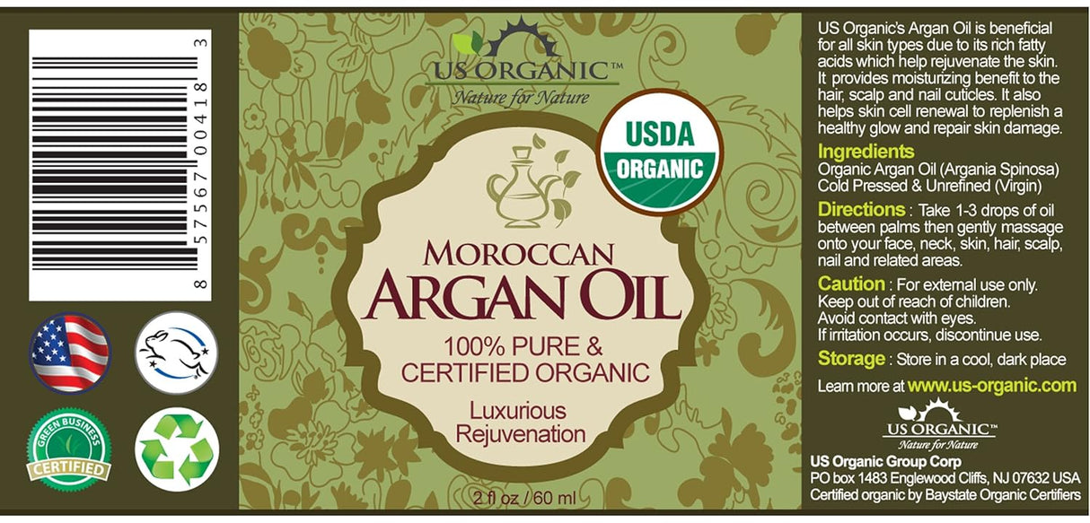 Aceite de Argán Orgánico, Puro & Natural, Prensado en Frío