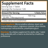 Suplemento de Vitamina K2 MK-7 Bronson, 100 MCG, 120 Tabletas