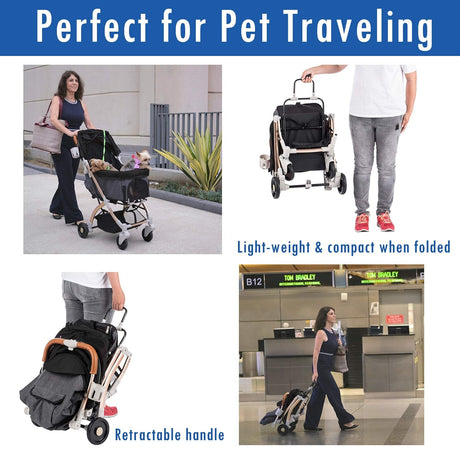 Carrito de Mascotas HPZ Pet Rover Lite, Plegable, 2da Generación