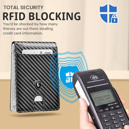 Billetera delgada GSOIAX, cuero auténtico, bloqueo RFID, bifold