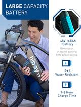 Bicicleta eléctrica Hiboy P7, 800W, 25mph, batería 696WH
