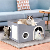 Casa para Gatos Heeyoo - Cueva Grande con Rascador y Bola Fluffy