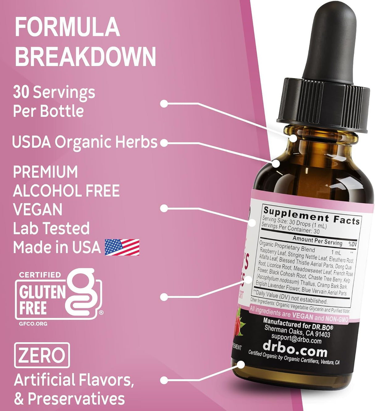 Suplemento orgánico de equilibrio hormonal y alivio PMS, 1 oz