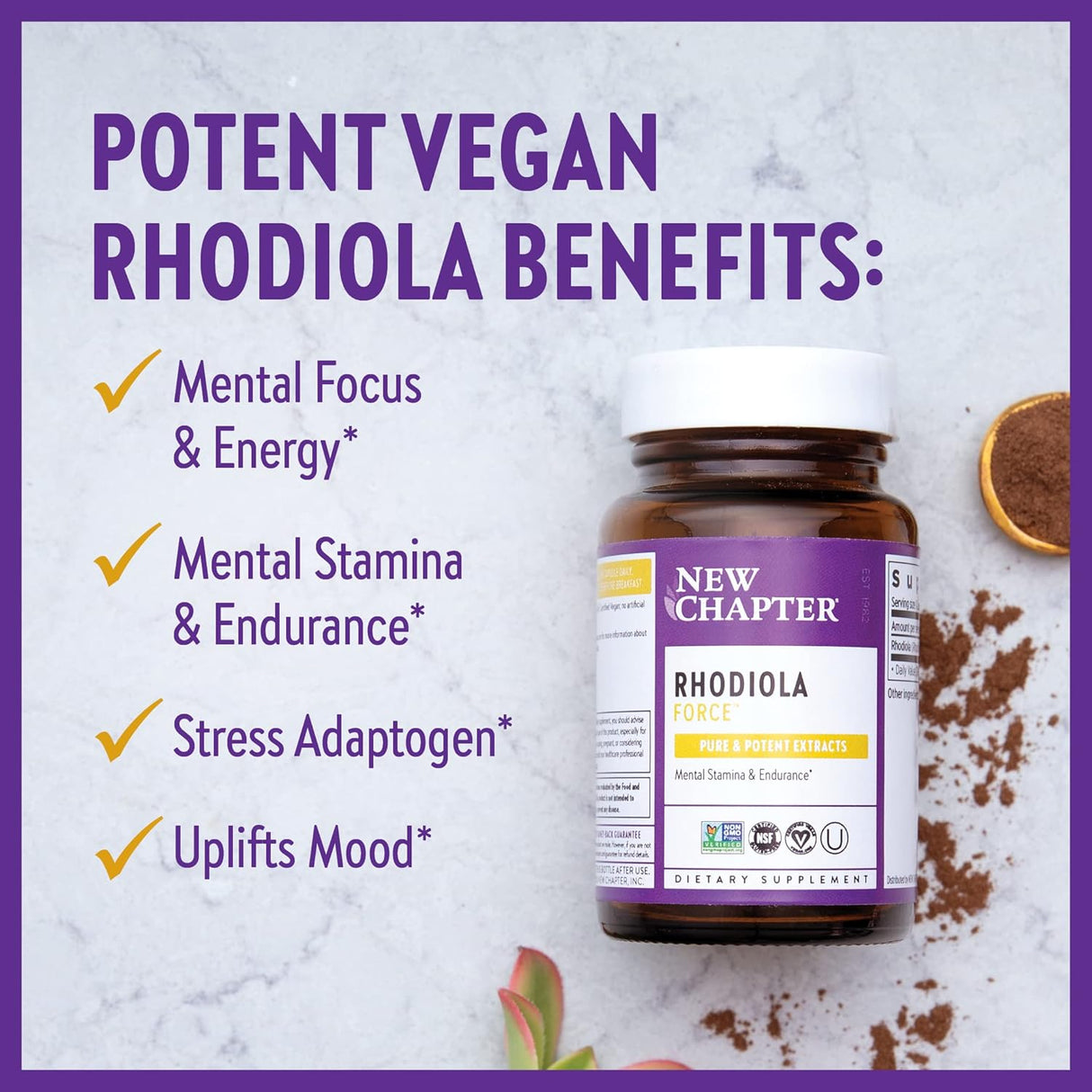 Suplemento Rhodiola Force 300 mg con potente vegana  30 und