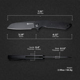 Cuchillo plegable, hoja negra lavada a la piedra con mango
