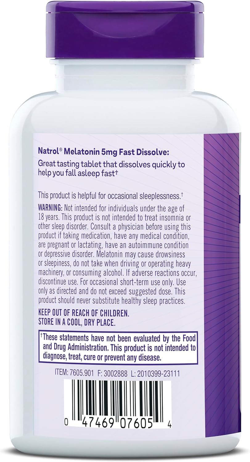 Tabletas de Melatonina 5 mg Natrol, Sabor Fresa, 200 tabletas