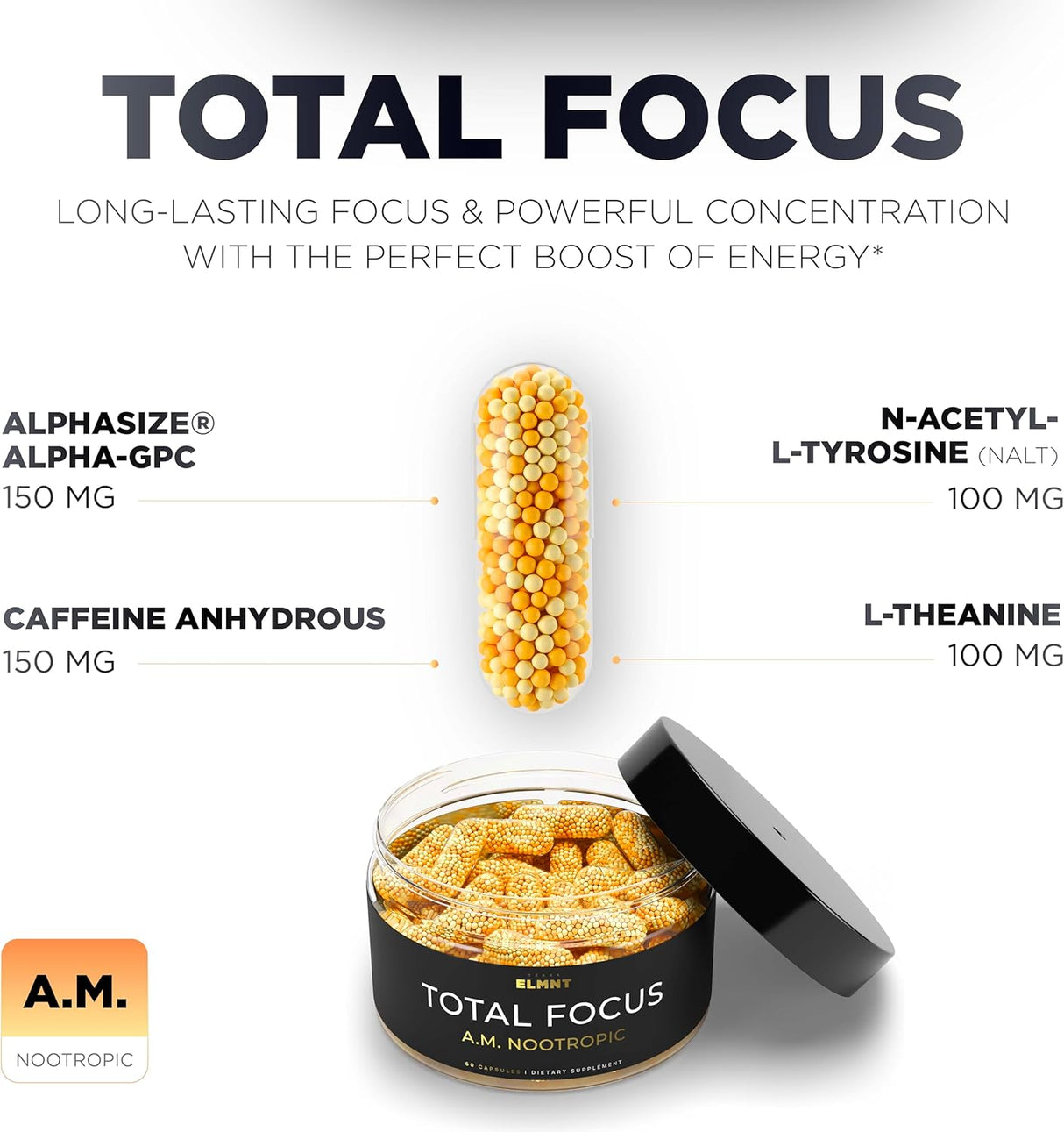 Suplementos  AMPM Nootropic Stack: Focus + Calm, Memory