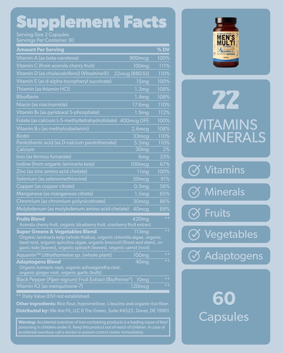 Multivitamínico para Hombres, B Complejo Methylado, 60 Cápsulas