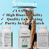 Suplemento de Óxido Nítrico L Arginina 1000mg - PRISTINE
