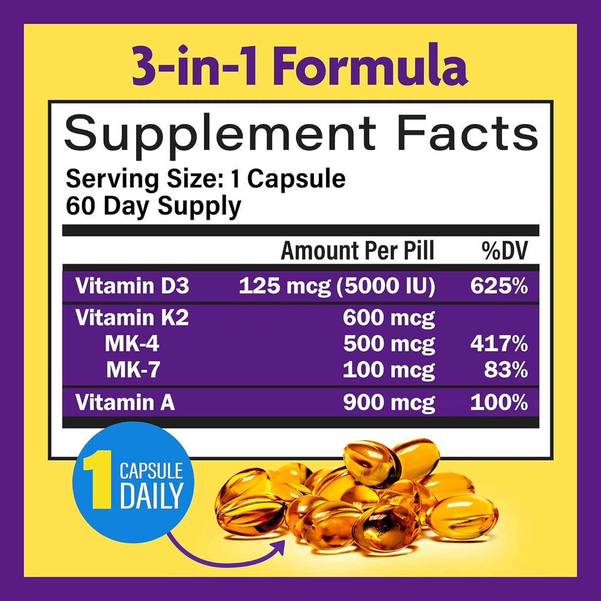 InnovixLabs Vitamina D3 K2 5000 IU 60 Cápsulas