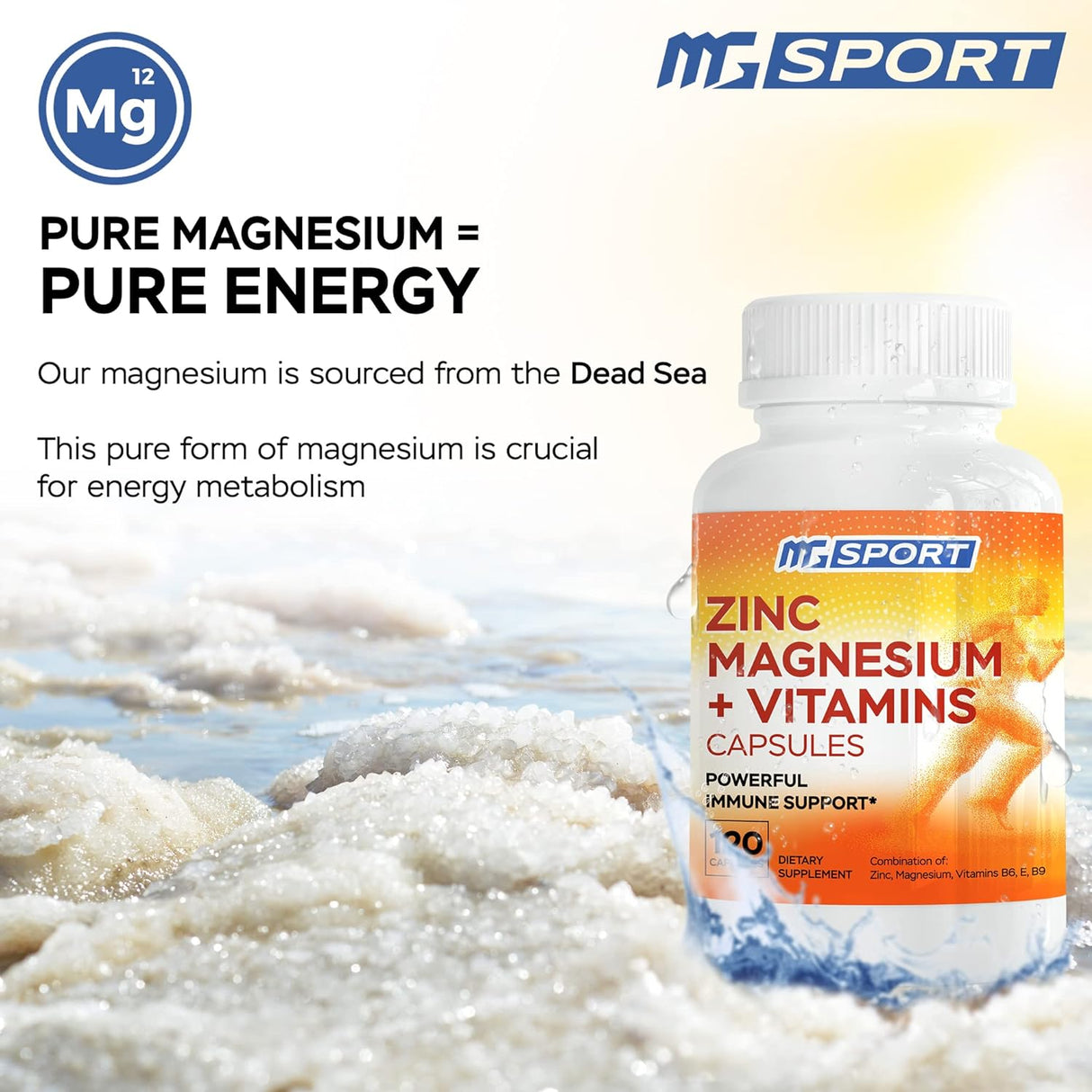 Suplemento Magnesio, zinc y vitaminas B6, B9, ácido fólico