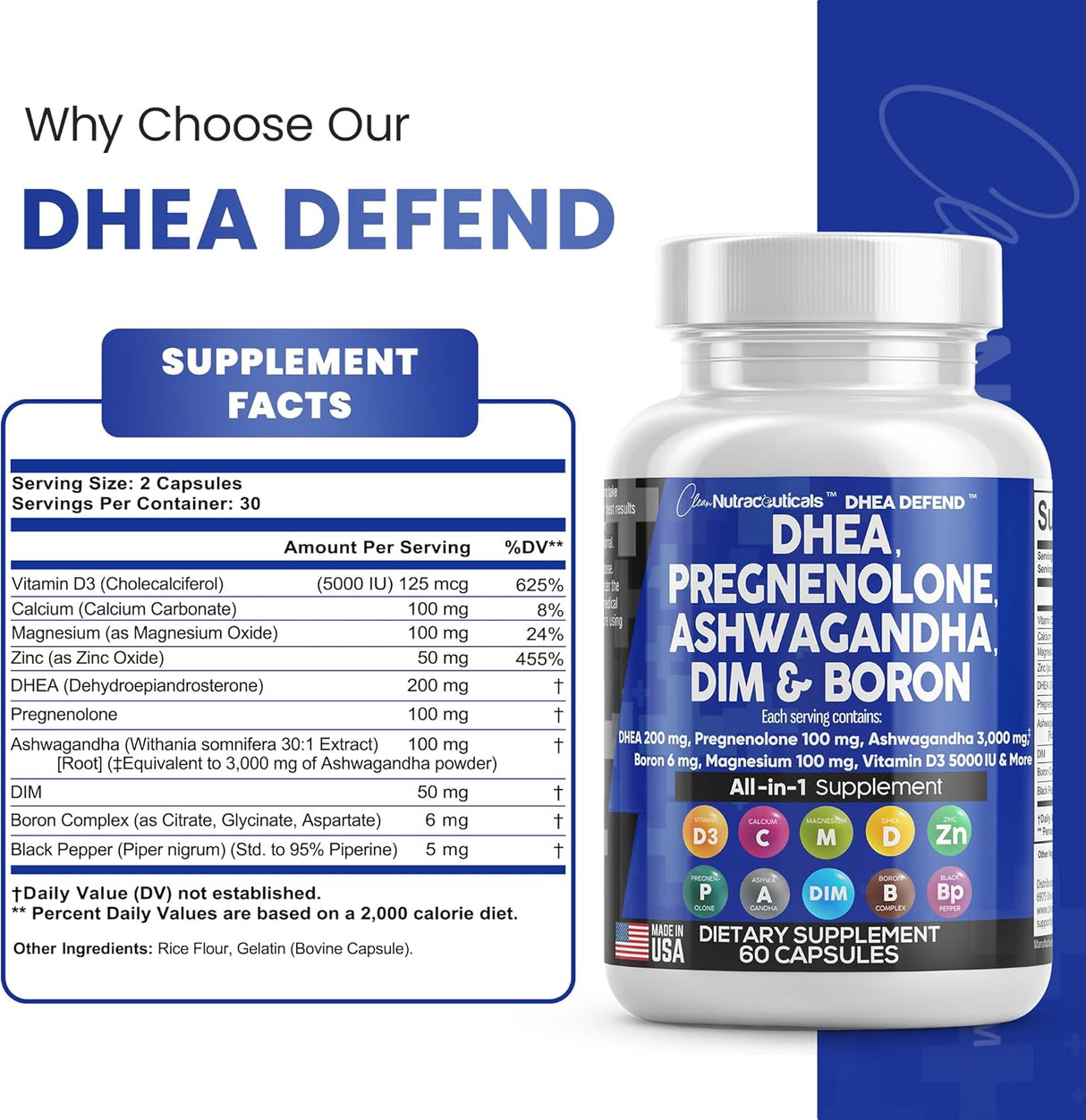 Suplemento 100mg para hombres y mujeres DHEA 200mg