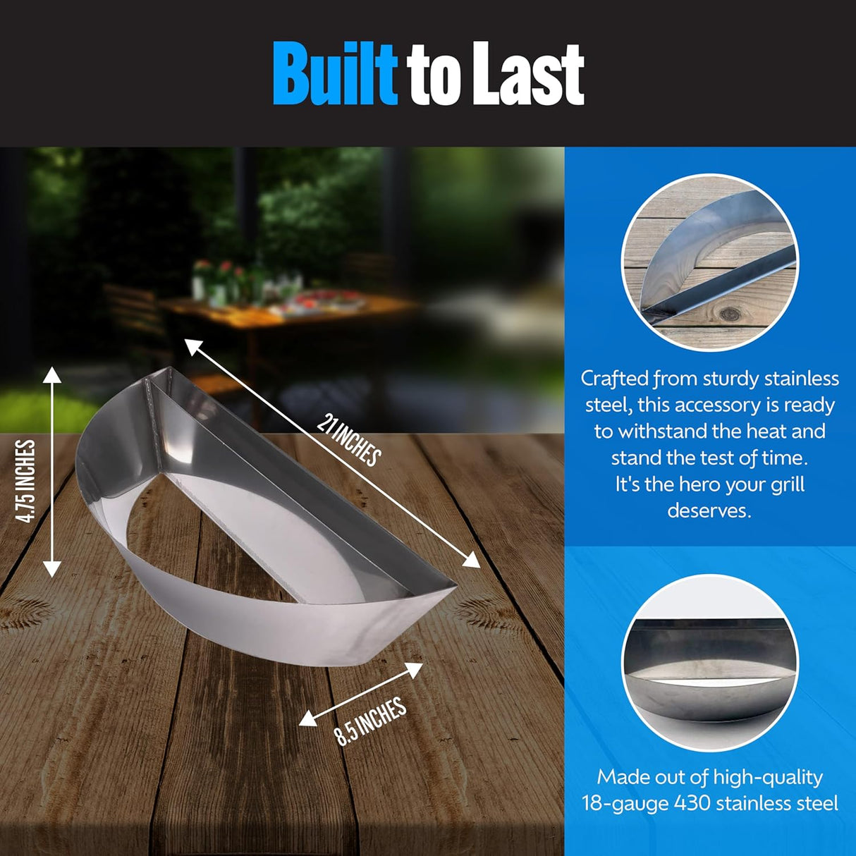 Insert para parrilla SnS Grills, acero inoxidable, 22 Original