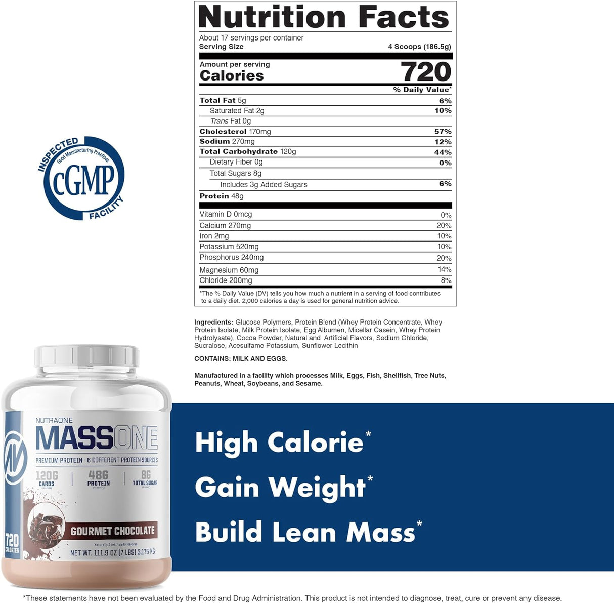 NutraOne Massone Batido de Ganancia de Peso 7 lbs.