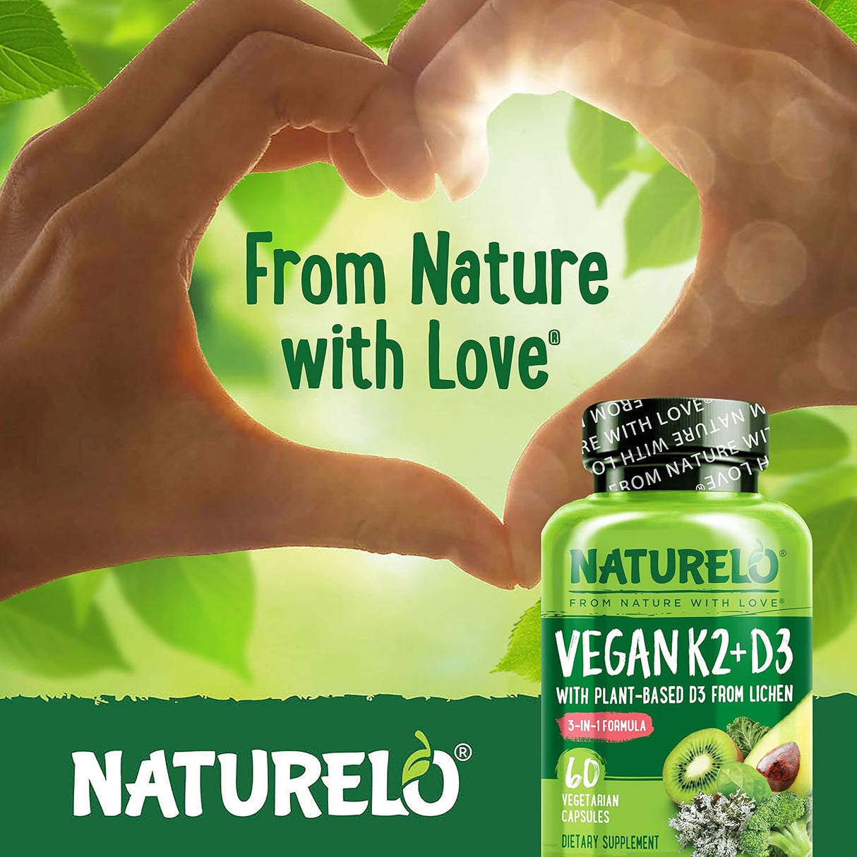 NATURELO Vitamina D3 K2 Vegana 60 Cápsulas