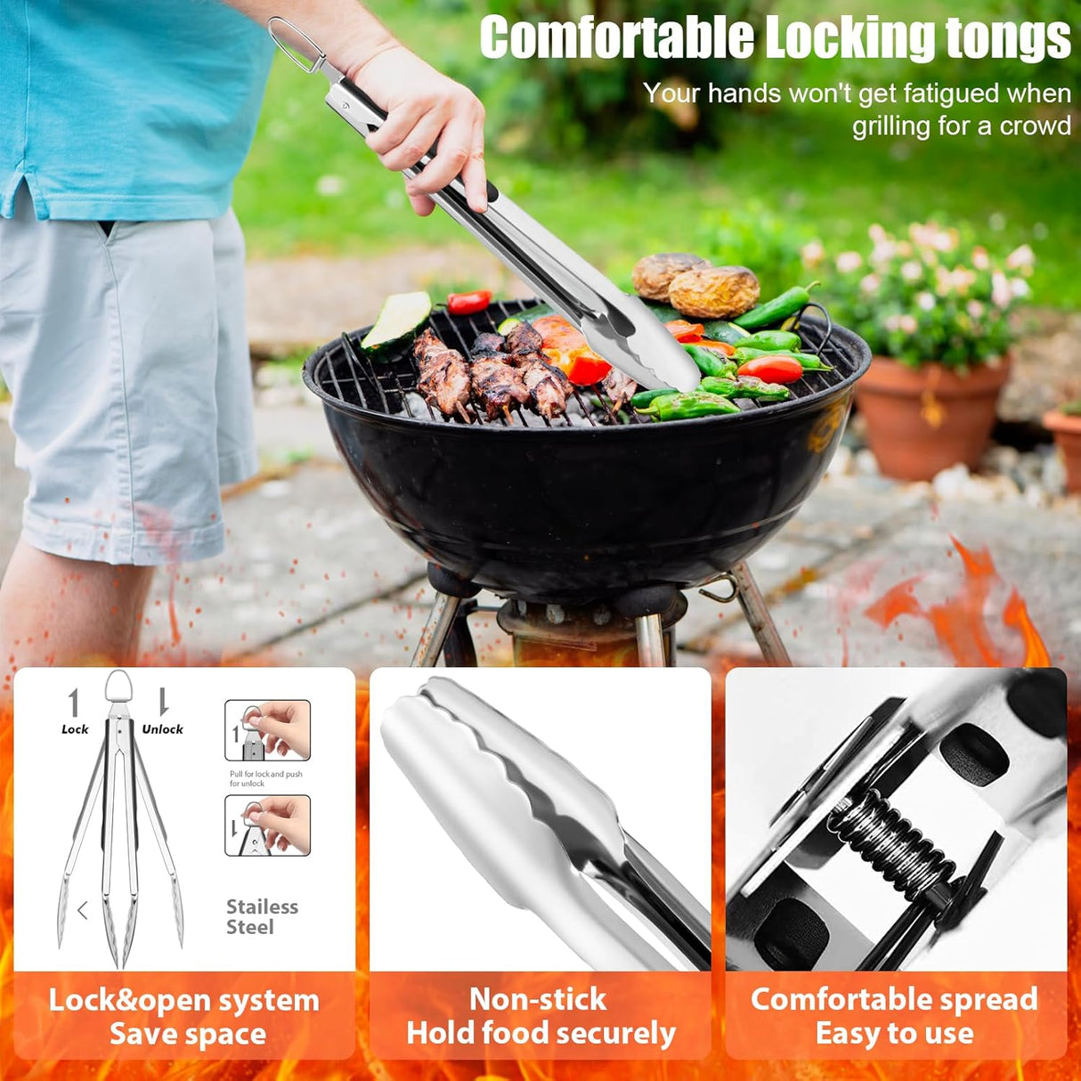Set de 31 piezas de accesorios de parrilla de acero inoxidable