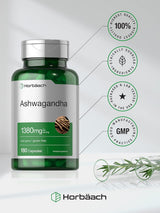 Suplemento de Raíz de Ashwagandha Horbaach 1380mg, 180 Cápsulas