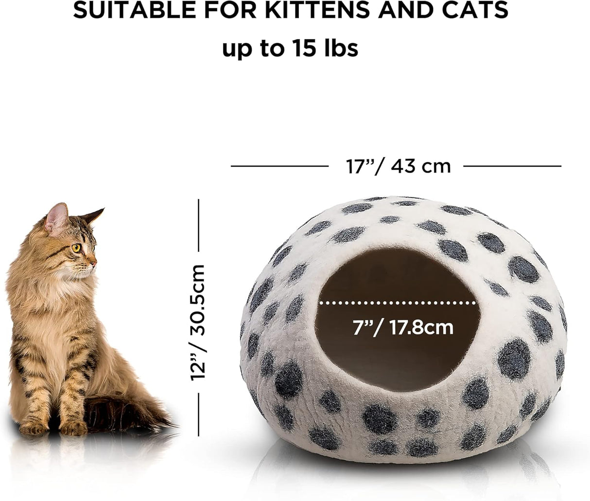 Cueva para gatos de lana merina Woolygon - Ecoamigable, plegable