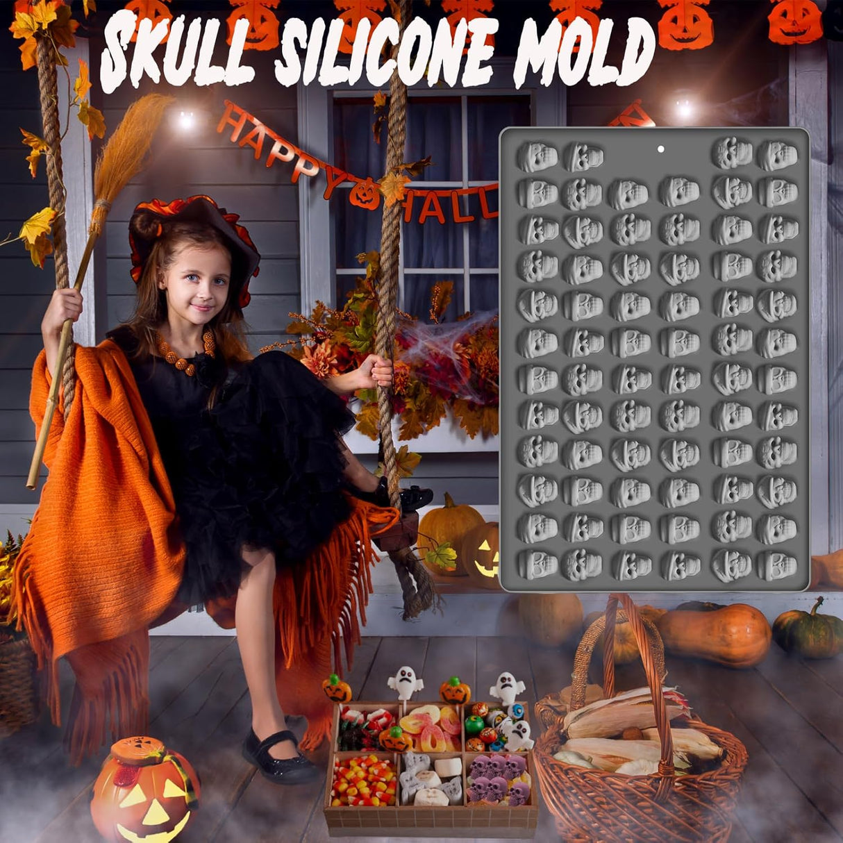 Moldes de Silicona para Caramelos Halloween, 70 Cavidades, 1 PCS