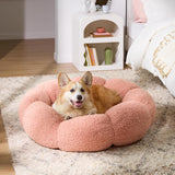 Cama grande calmante para perros de flores en sherpa felpa