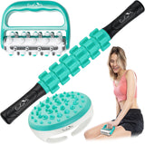 EcoEarth Kit de Masaje 3 en 1 - Rodillo, Scrubber y Masajeador