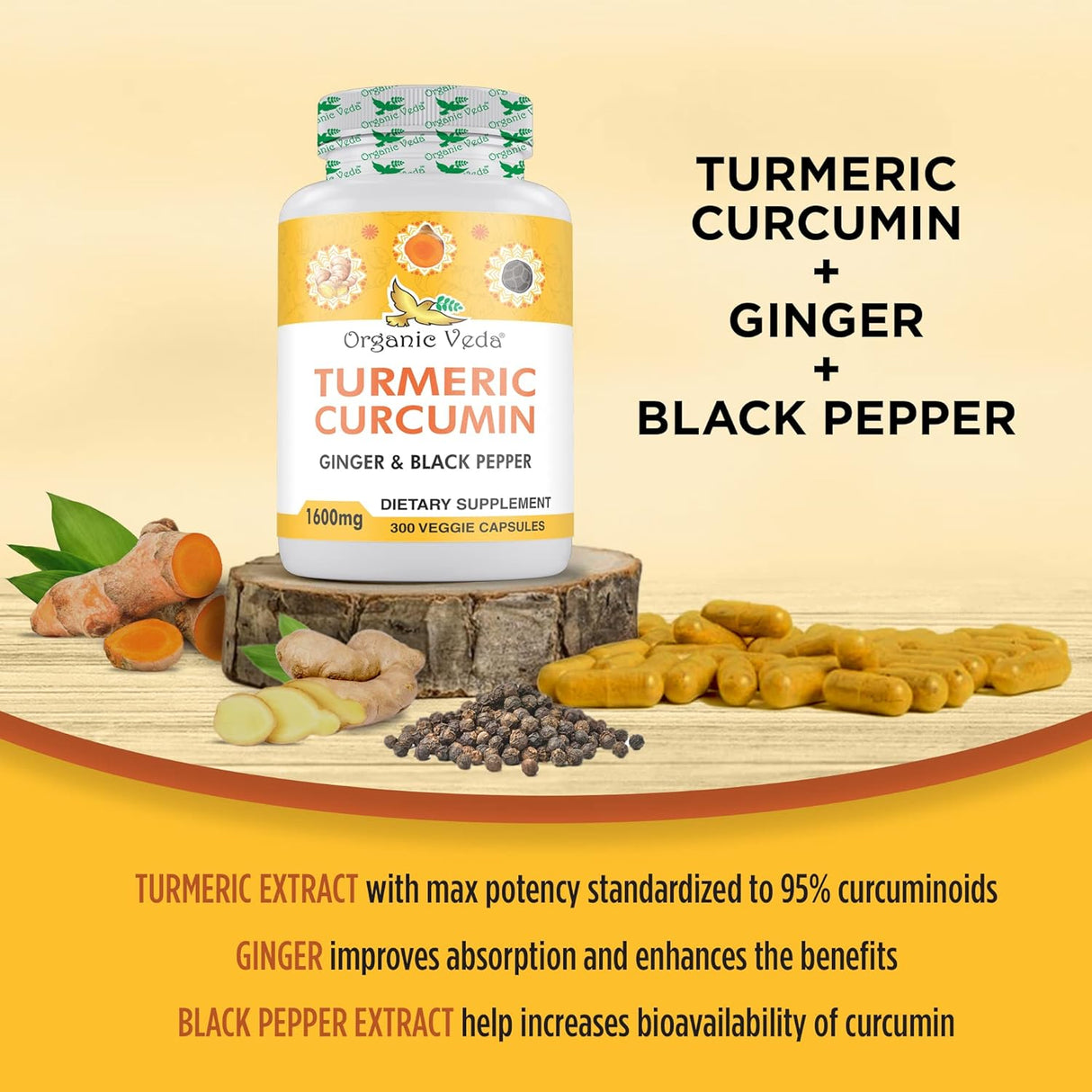 Cápsulas de Cúrcuma y Jengibre con Pimienta Negra