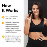 Force Factor Forebrain Focus Suplemento Nootrópico 180 cápsulas