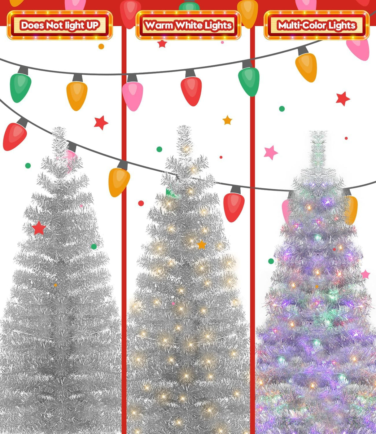 Árbol de Navidad Artificial Preiluminado, luces cálidas y coloridas, 4 pies