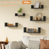 Estantes Flotantes SRIWATANA para Pared, Set de 5, Madera