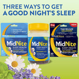 MidNite Gomitas de ayuda para dormir sin medicamentos, 10 mg de melatonina + hierbas, 36 unidades