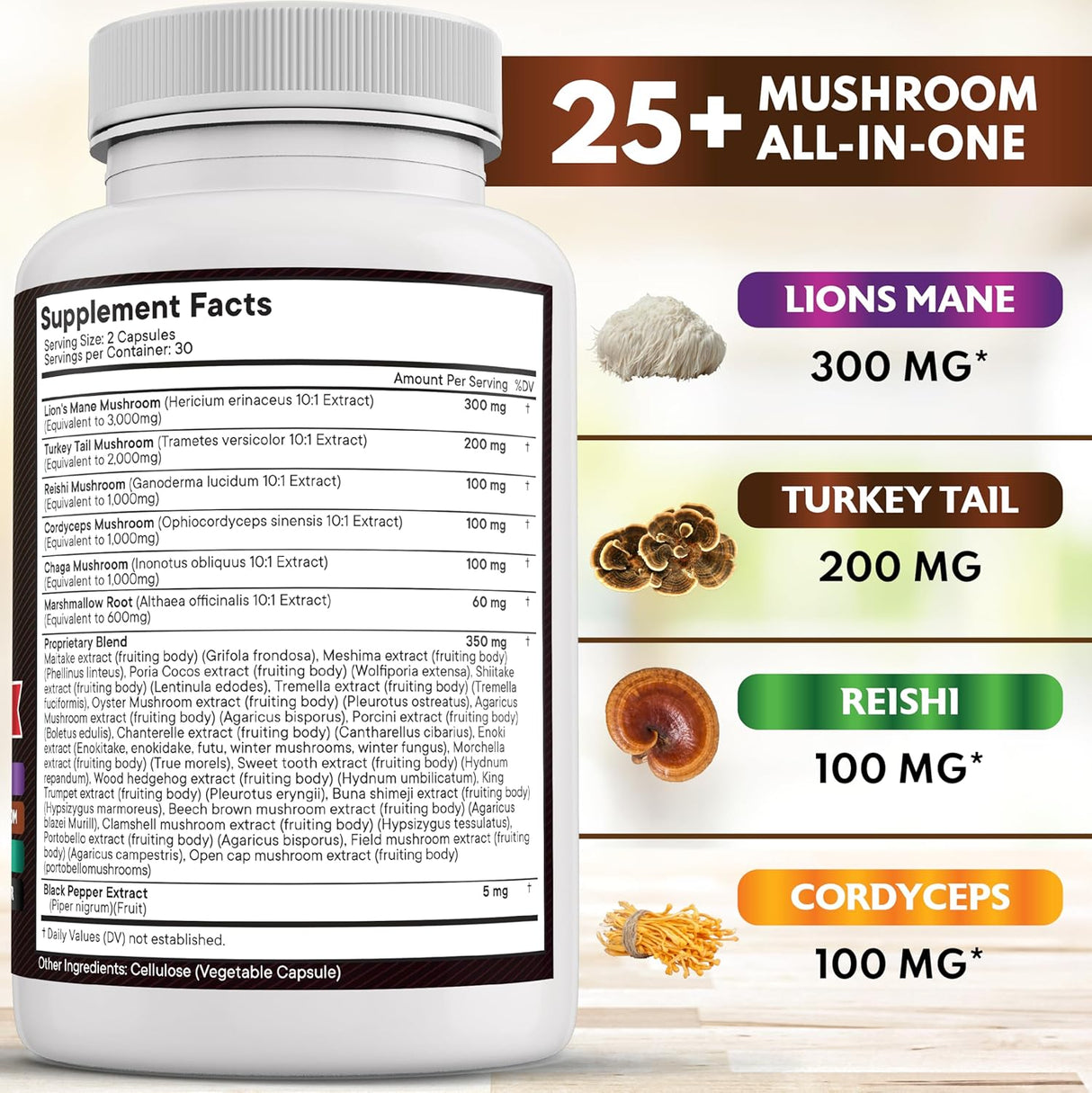 Suplemento de Setas Lion's Mane NEW AGE con otros hongos