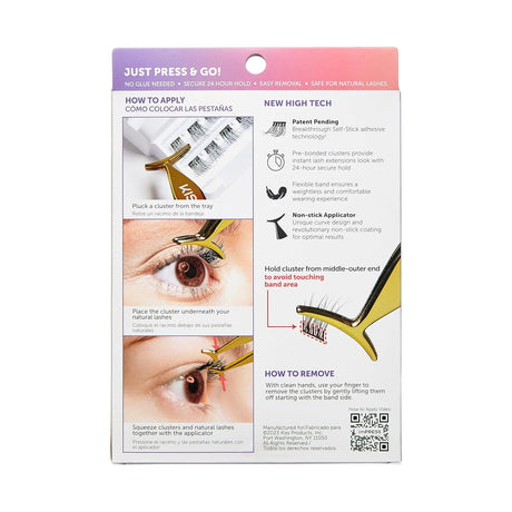 Pestañas Postizas KISS imPRESS, 20 Clusters, 12 mm, Reutilizables