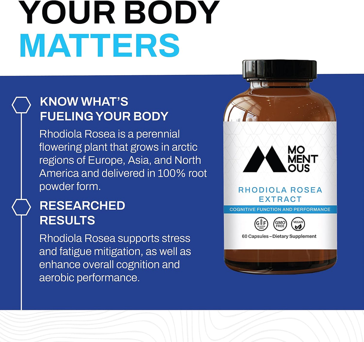 Suplementos Rhodiola Rosa 60 porciones Reduce la fatiga
