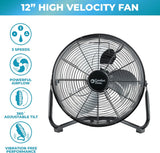 Ventilador Alta Velocidad Comfort Zone CZHV12B 3 Velocidades 12