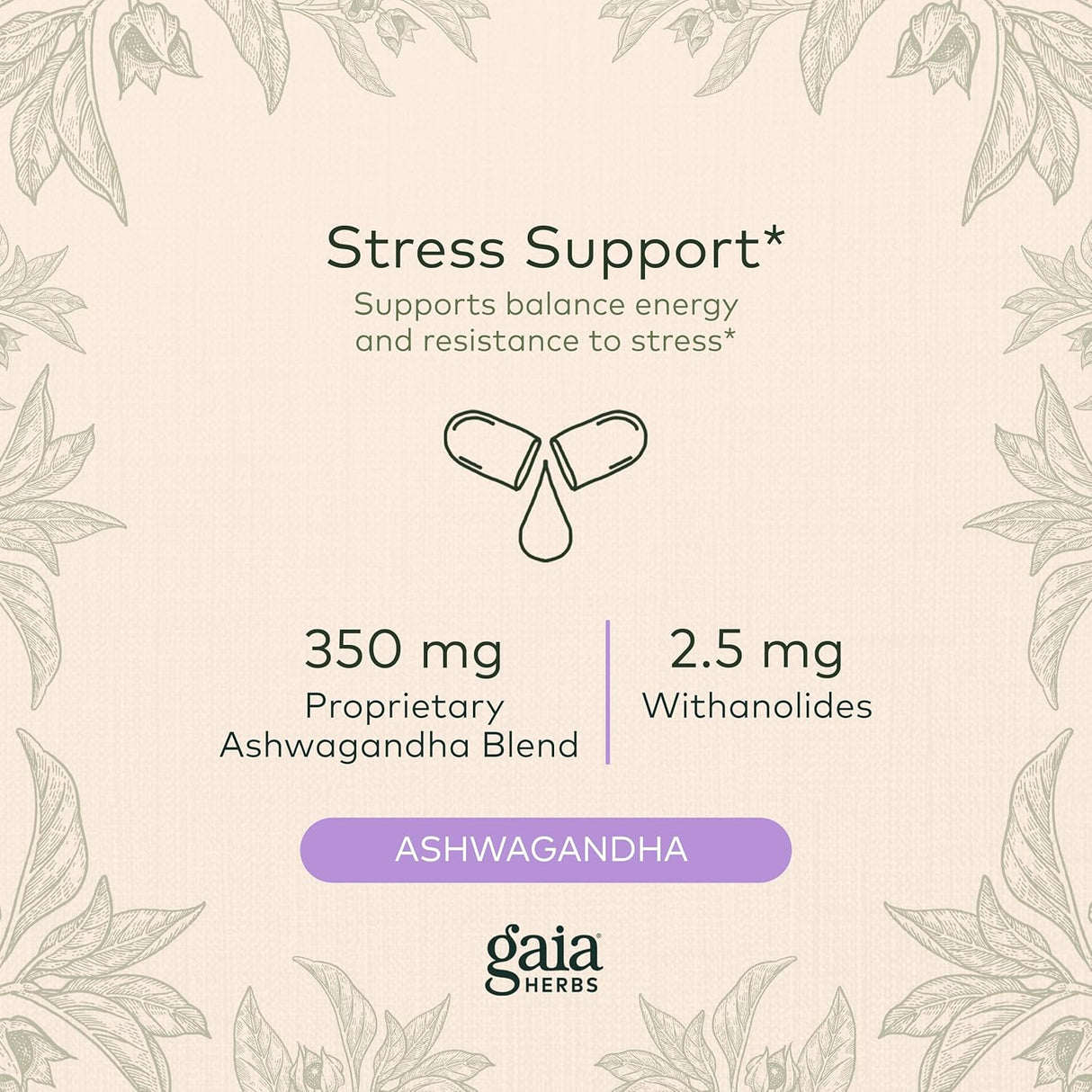 Cápsulas de Ashwagandha, Gaia Herbs, 60 Cápsulas, Energía y Ánimo